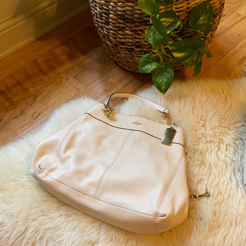 Cream Coach Handbag
